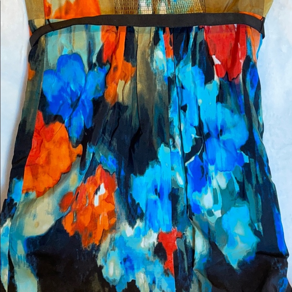 Moulinette Soeurs Strapless Dress - Black, Blue, Orange Floral - Picture 5 of 7